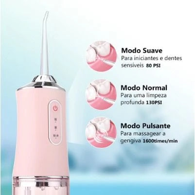 HydroSmile Pro | Irrigador Oral Portátil Recarregável 3 Jatos – 220ml
