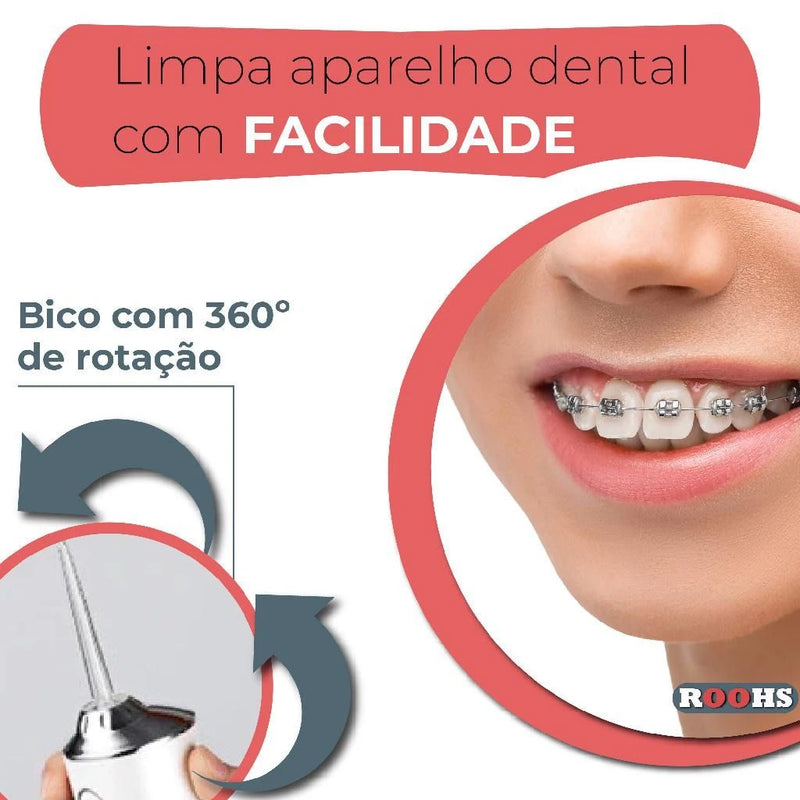 HydroSmile Pro | Irrigador Oral Portátil Recarregável 3 Jatos – 220ml